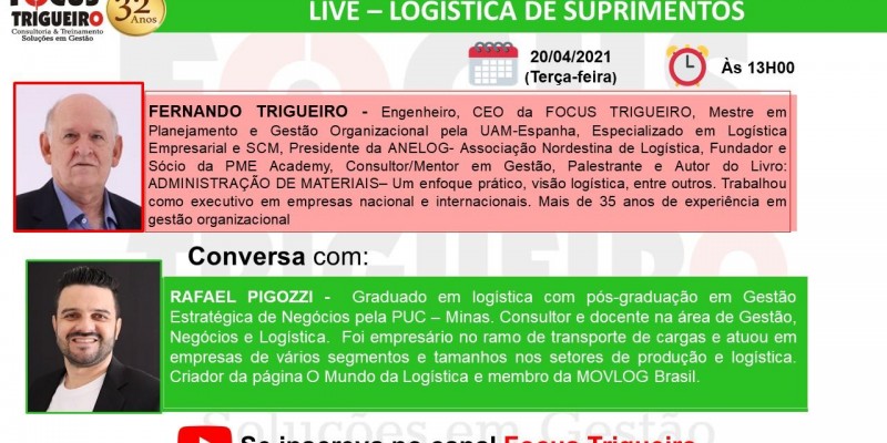 LIVE - LOGÍSTICA DE SUPRIMENTOS ( 20/04/2021)