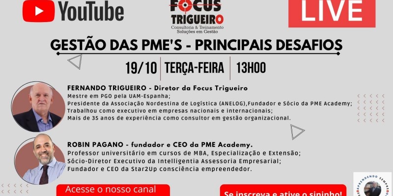 LIVE - GESTÃO DAS PME'S - PRINCIPAIS DESAFIOS (19/10/2021) 